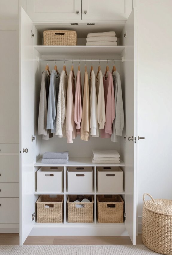 color coded wardrobe for efficiency