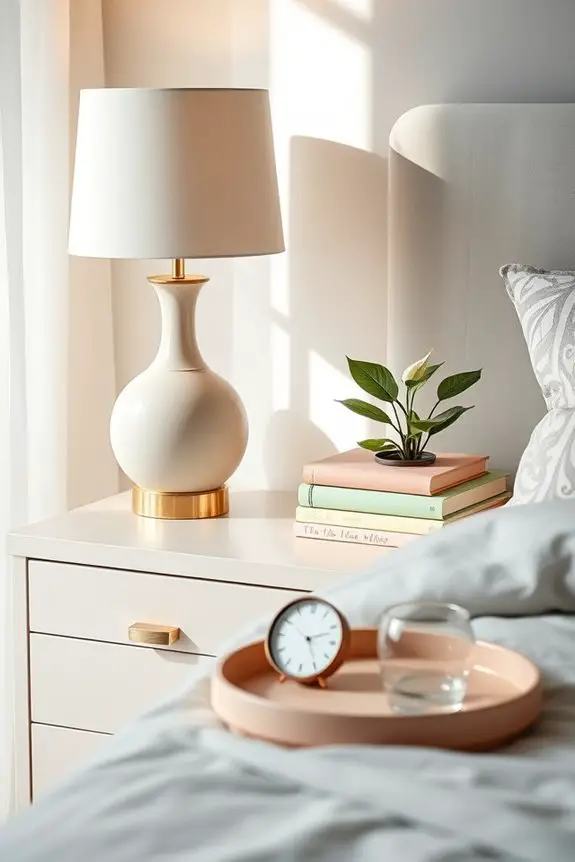 color coordinated bedroom nightstand selection