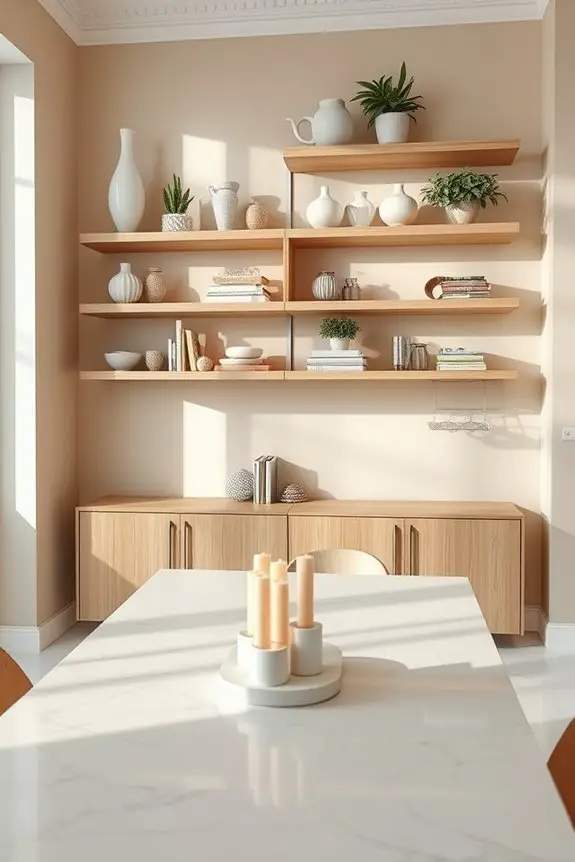 color coordinated shelf styling