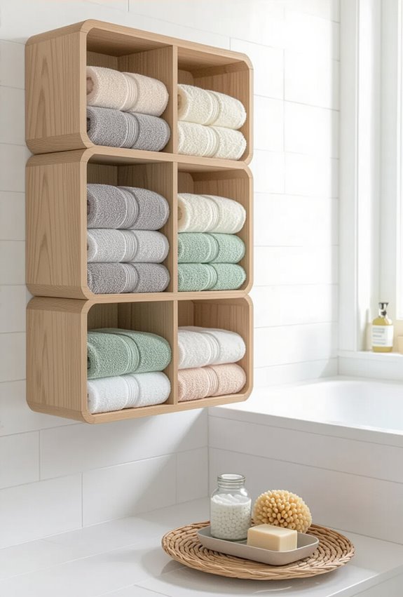 color coordinated towel storage