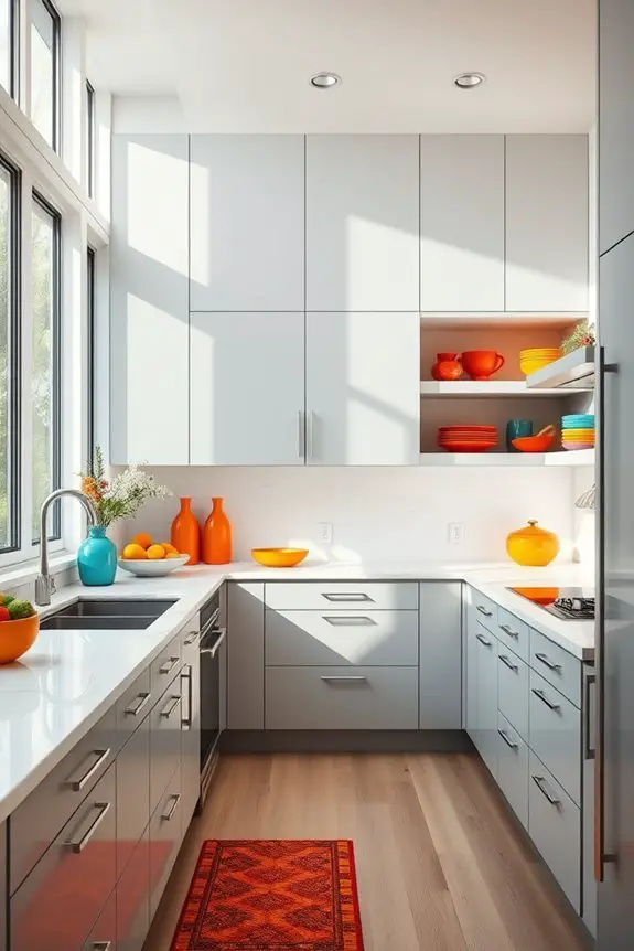 colorful accents enhance gray