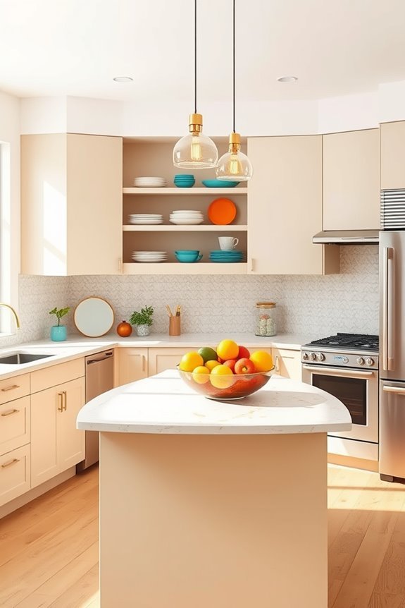 colorful accessories brighten beige