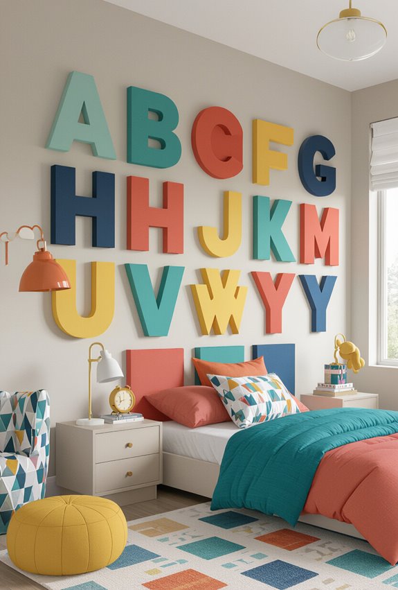 colorful alphabet wall decor