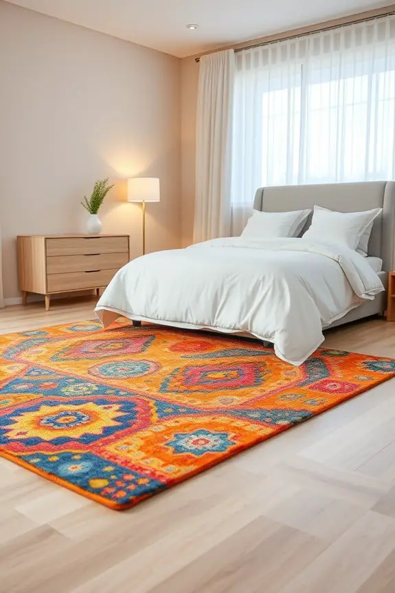 colorful area rug placement