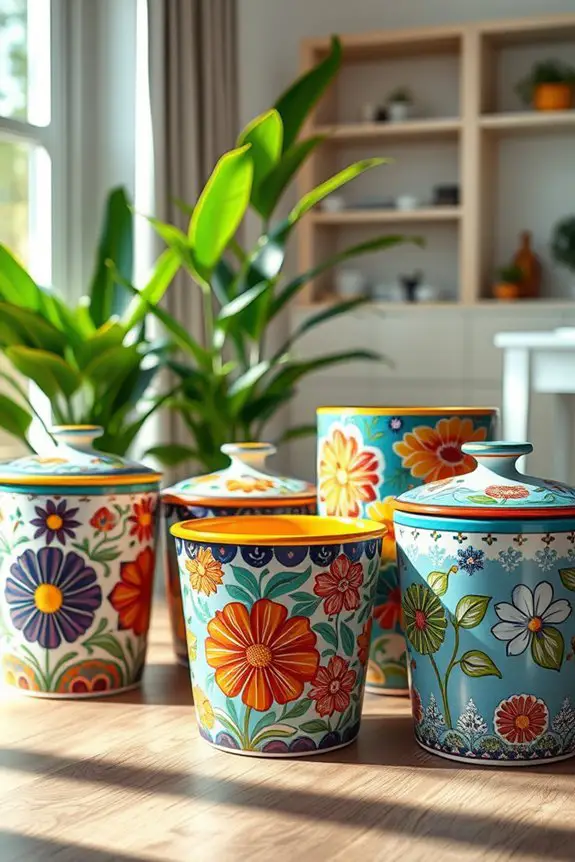 colorful artistic ceramic bins