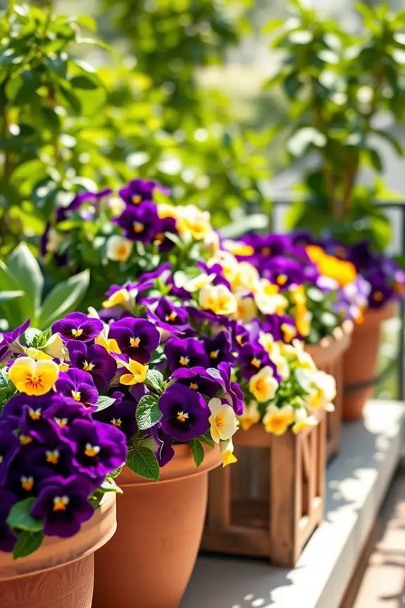colorful balcony flower display