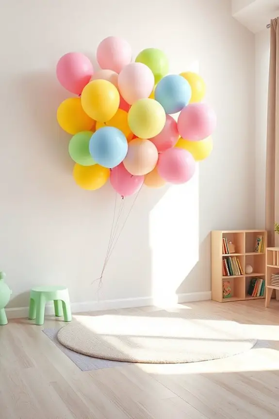 colorful balloon wall decor