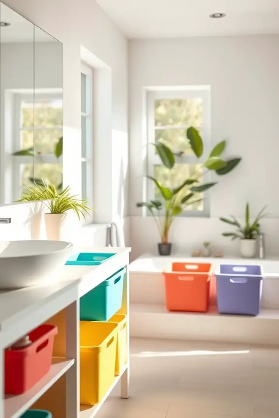 colorful bathroom storage solutions