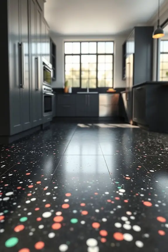 colorful black terrazzo flooring