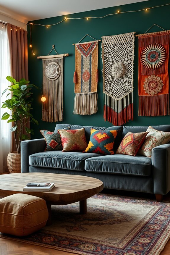 colorful boho accent walls