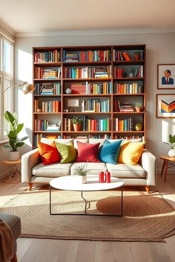 colorful book display arrangements