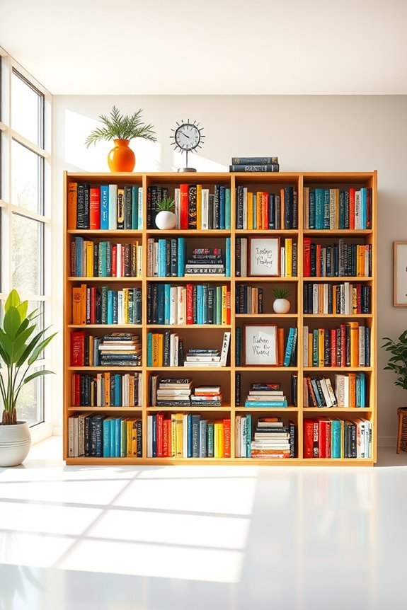 colorful bookcases brighten spaces