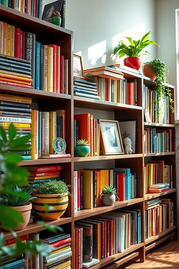colorful bookshelf art display