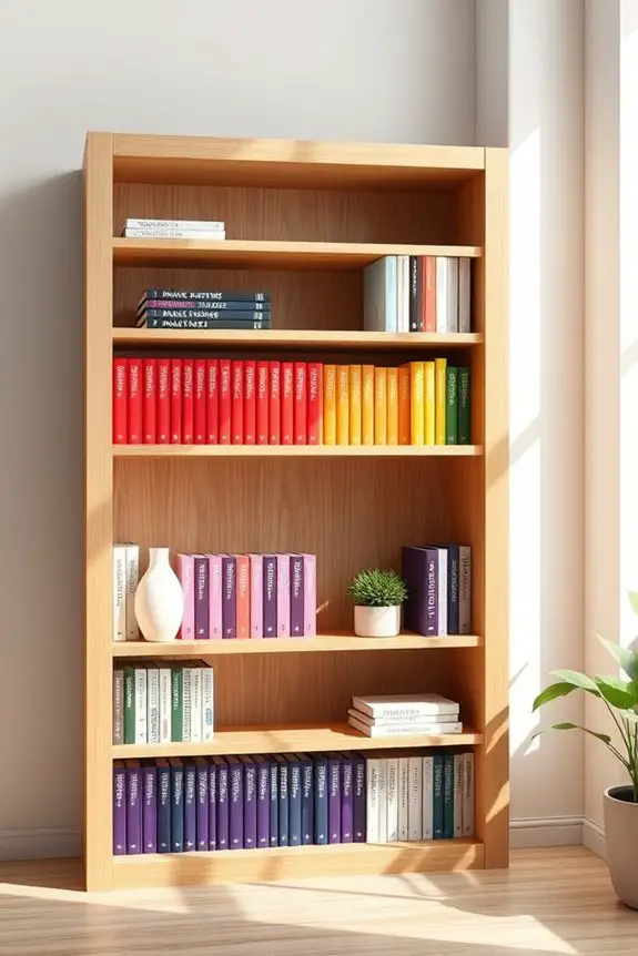 colorful bookshelf organization tips