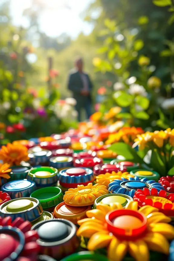 colorful bottle cap mosaics