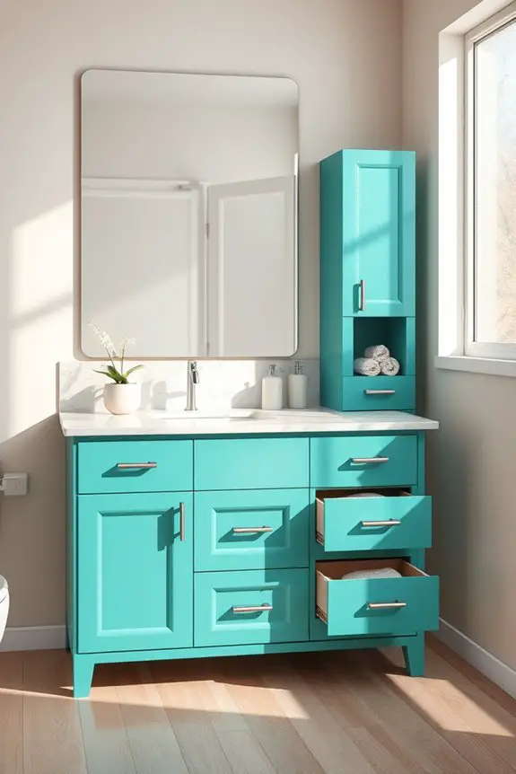 colorful cabinets enhance bathrooms