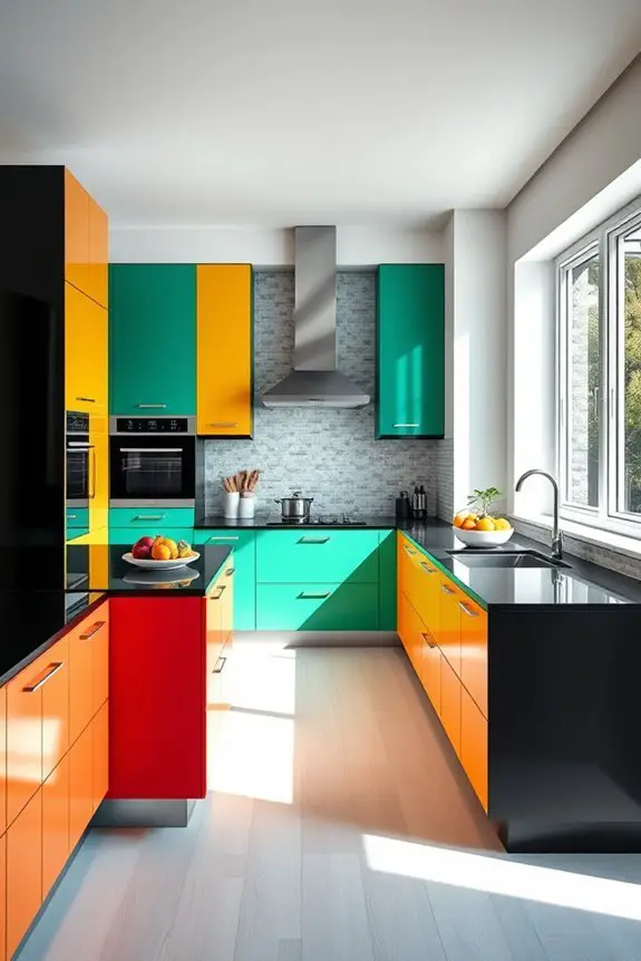 colorful cabinets sleek contrast