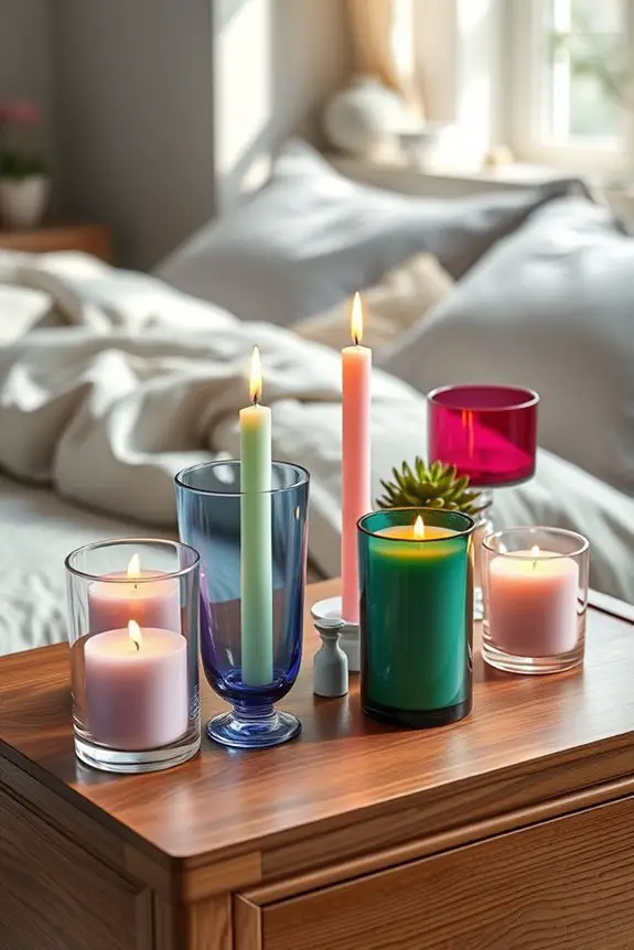 colorful candle holders decor