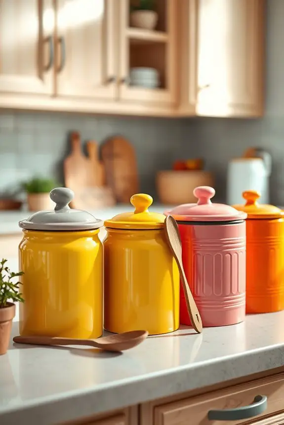 colorful canisters brighten kitchens