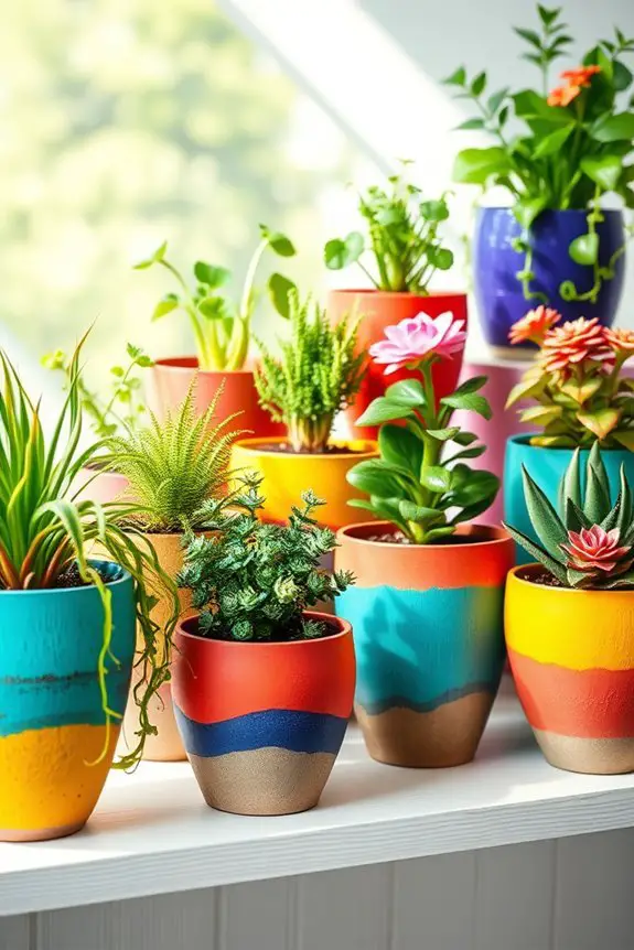 colorful ceramic plant arrangements