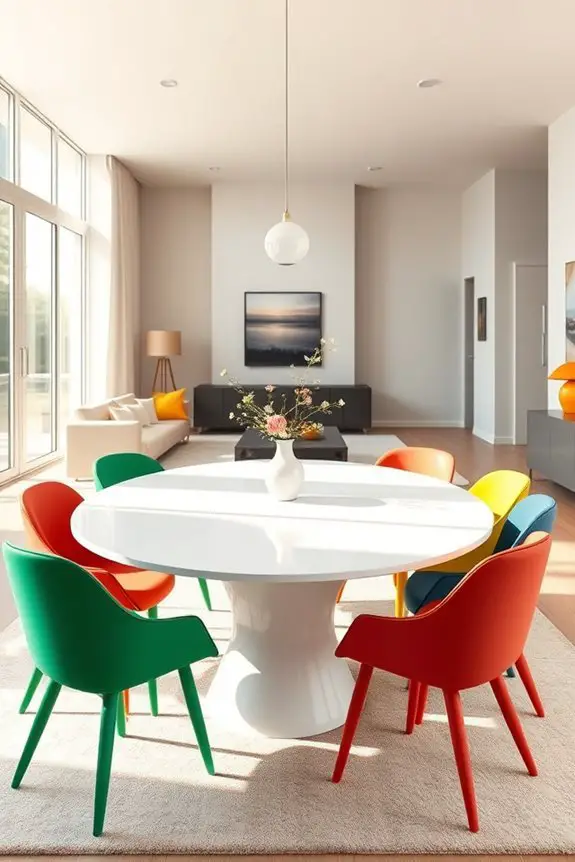 colorful chairs bright table