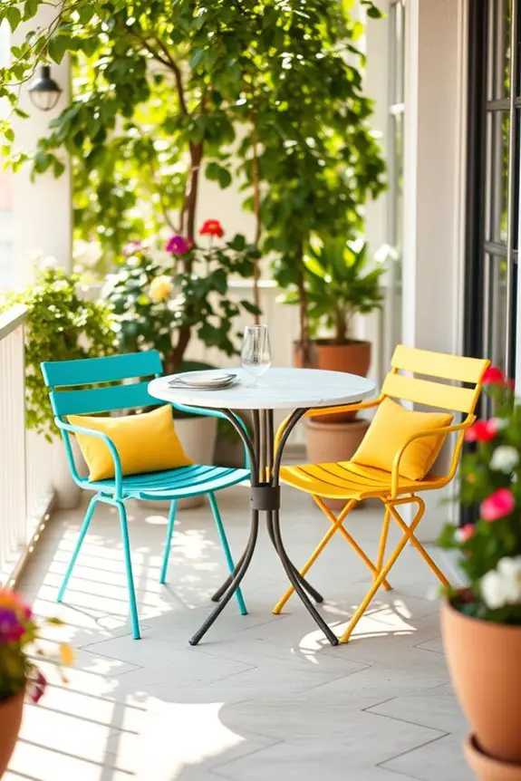 colorful chairs cozy bistro