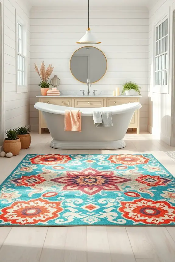 colorful coastal bathroom rugs