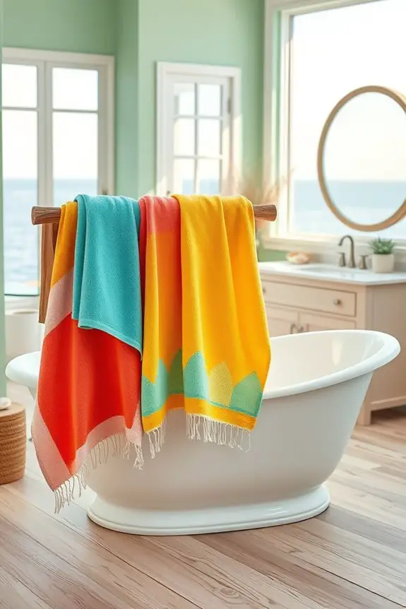 colorful coastal bathroom towels
