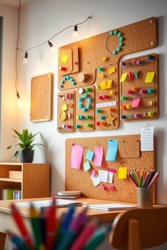 colorful cork board organization
