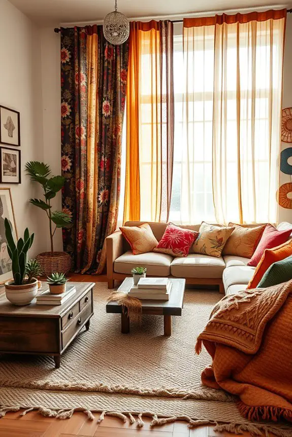 colorful curtains enhance boho