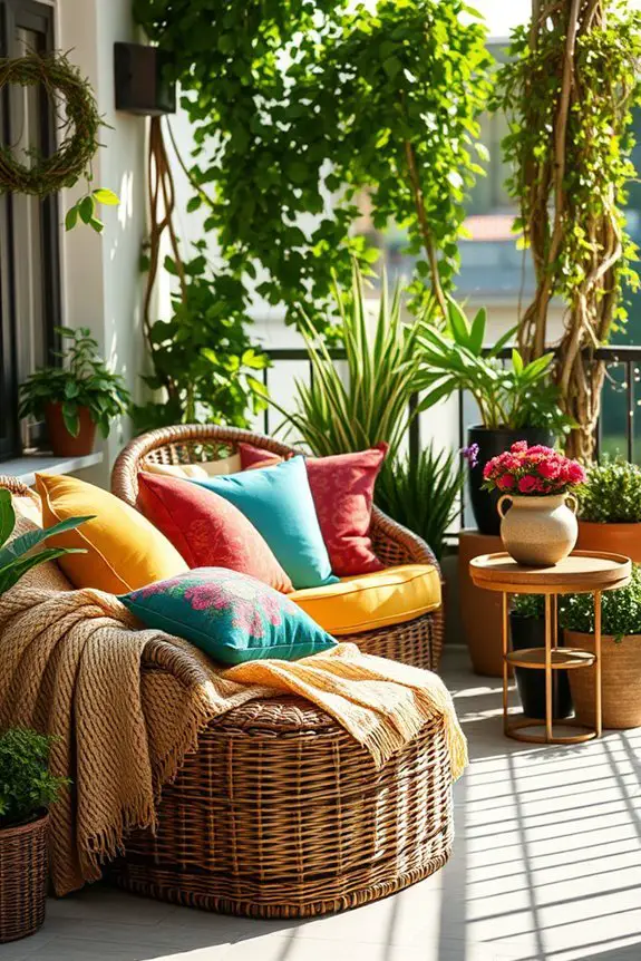 colorful cushions and throws