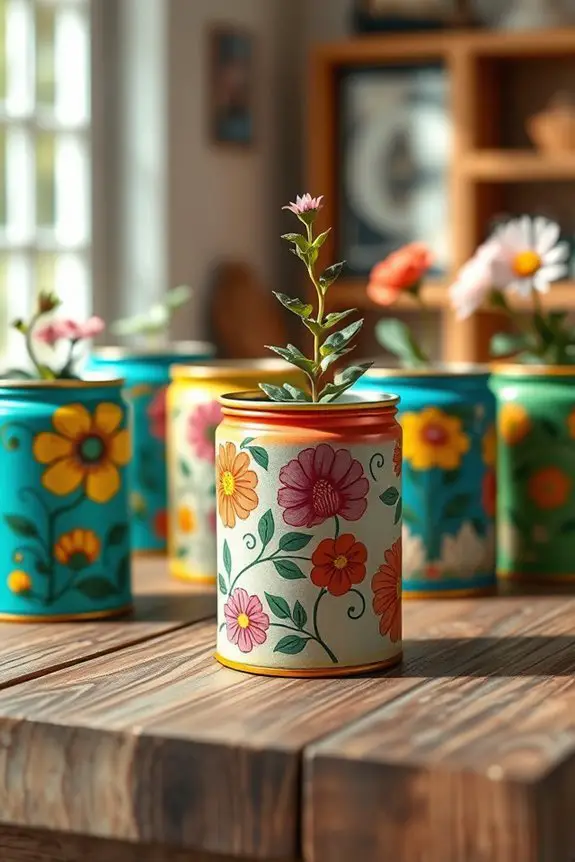 colorful diy tin can decor