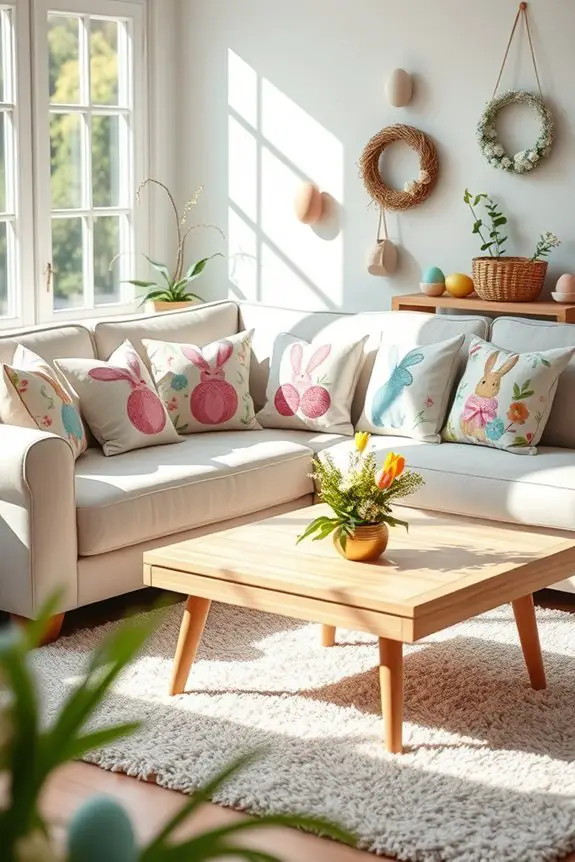 colorful easter throw pillows