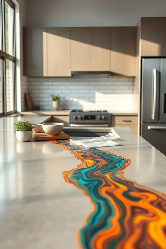 colorful epoxy concrete countertops