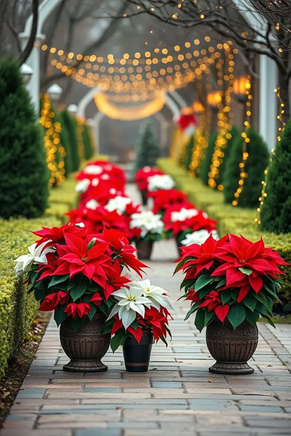 colorful festive walkway arrangements