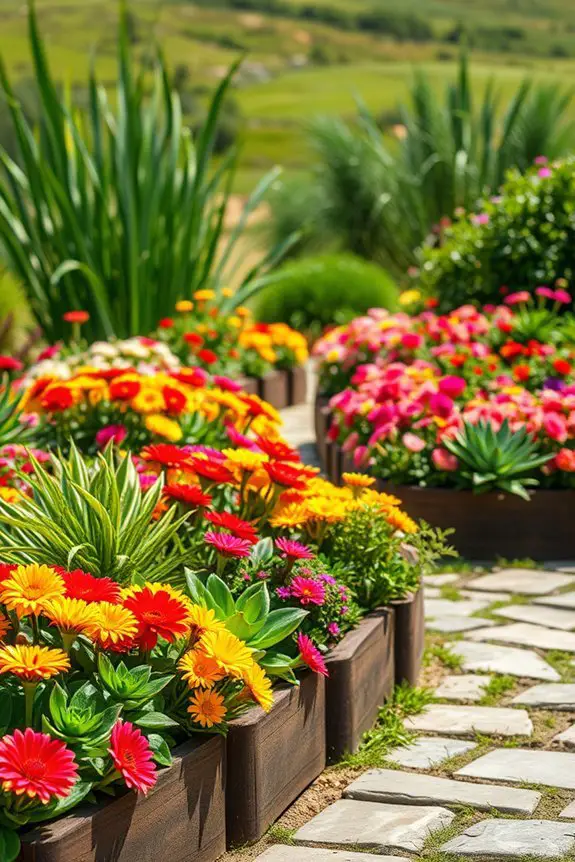 colorful flower bed arrangement