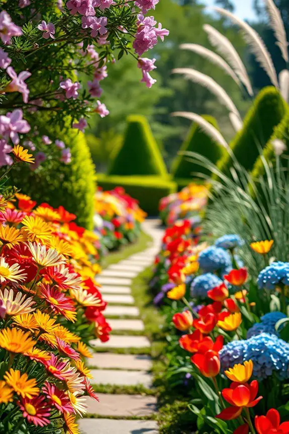 colorful flower garden borders