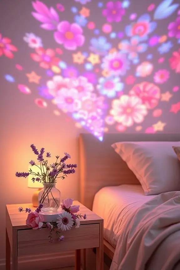 colorful flower night projection