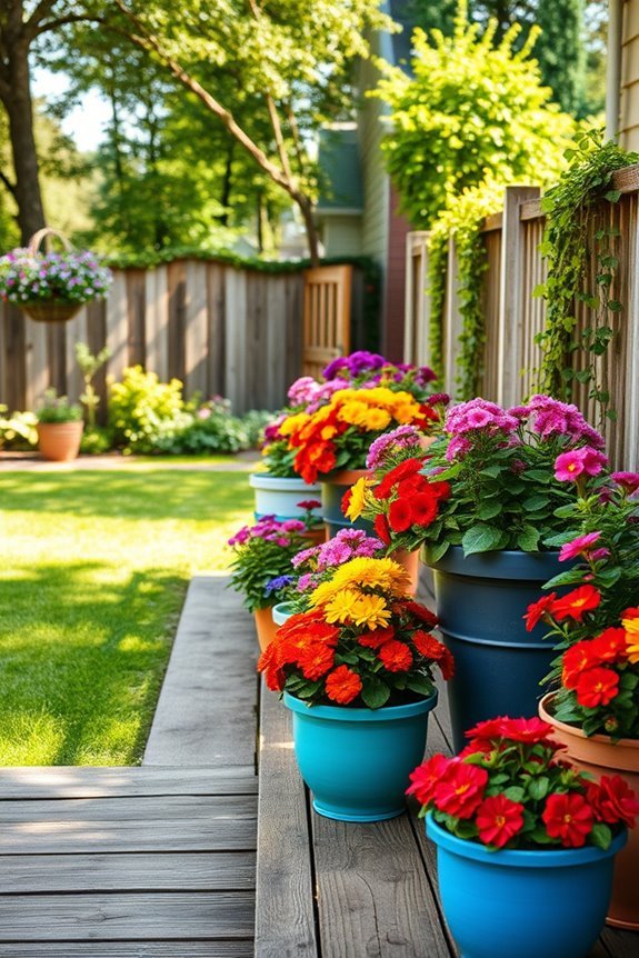 colorful flower pot arrangements