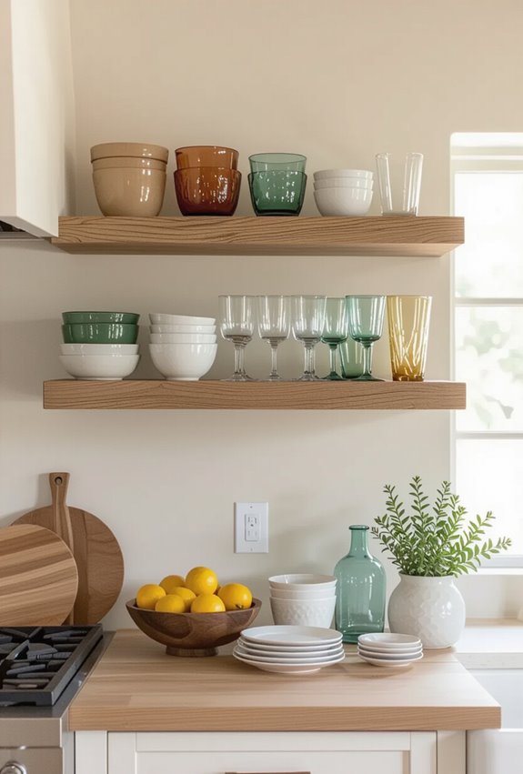 colorful glassware display arrangement