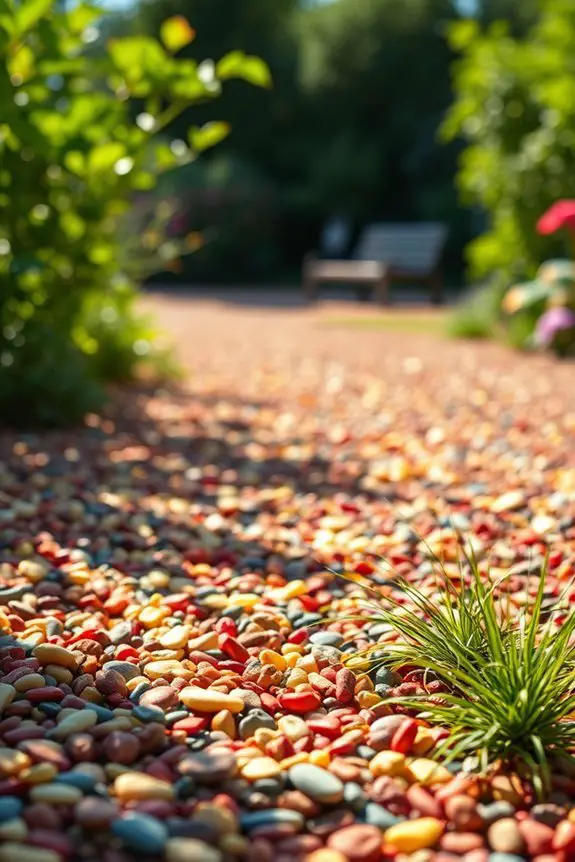 colorful gravel enhances gardens