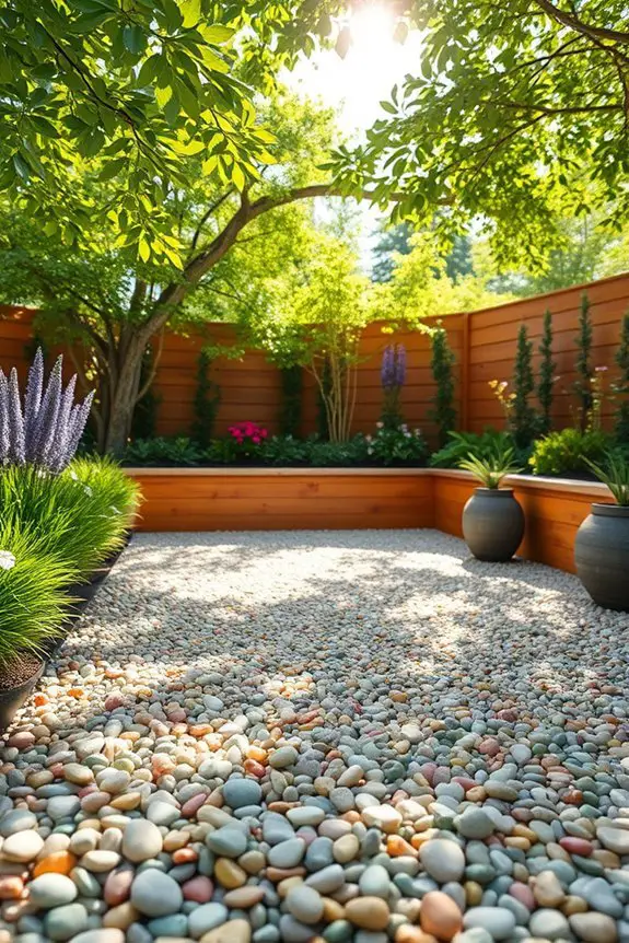 colorful gravel patio design