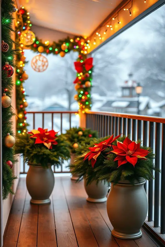 colorful holiday balcony lights