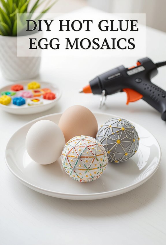 colorful hot glue mosaics