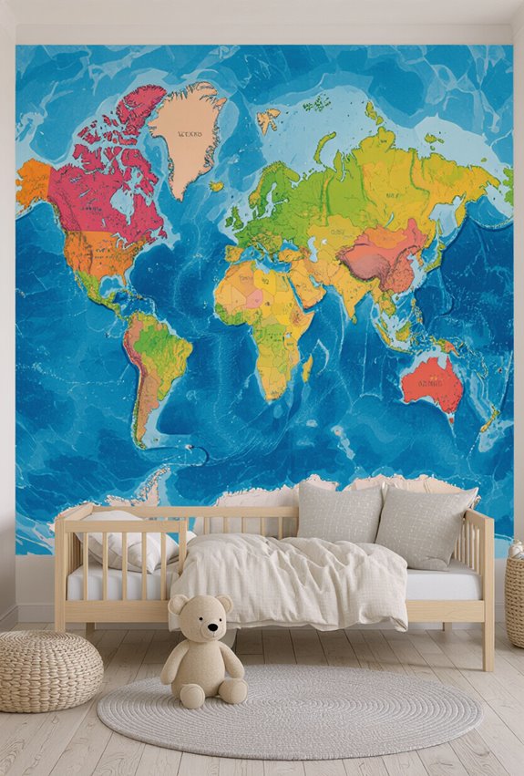 colorful interactive map wall