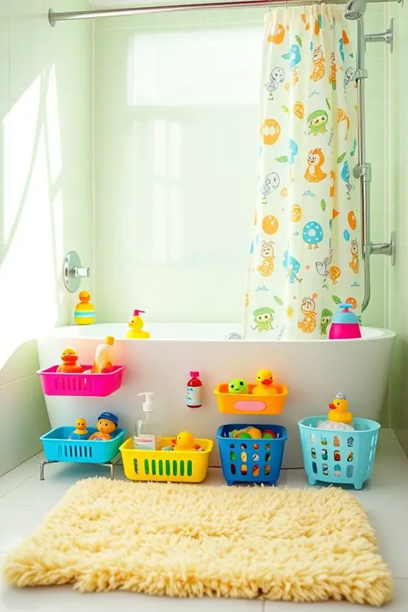colorful kids shower organizers