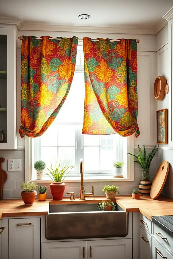 colorful kitchen window treatments