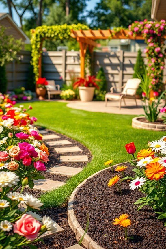 colorful layered flower beds