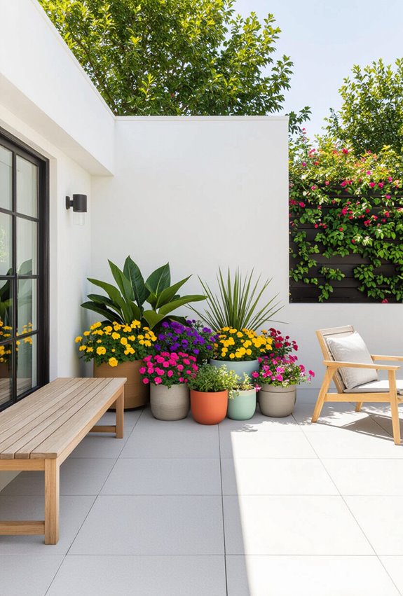 colorful layered patio containers
