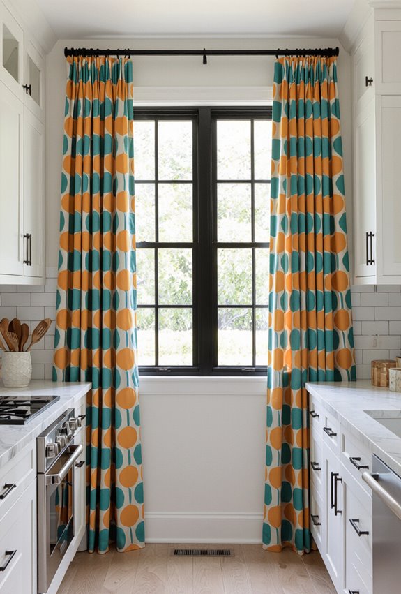 colorful layered window treatments